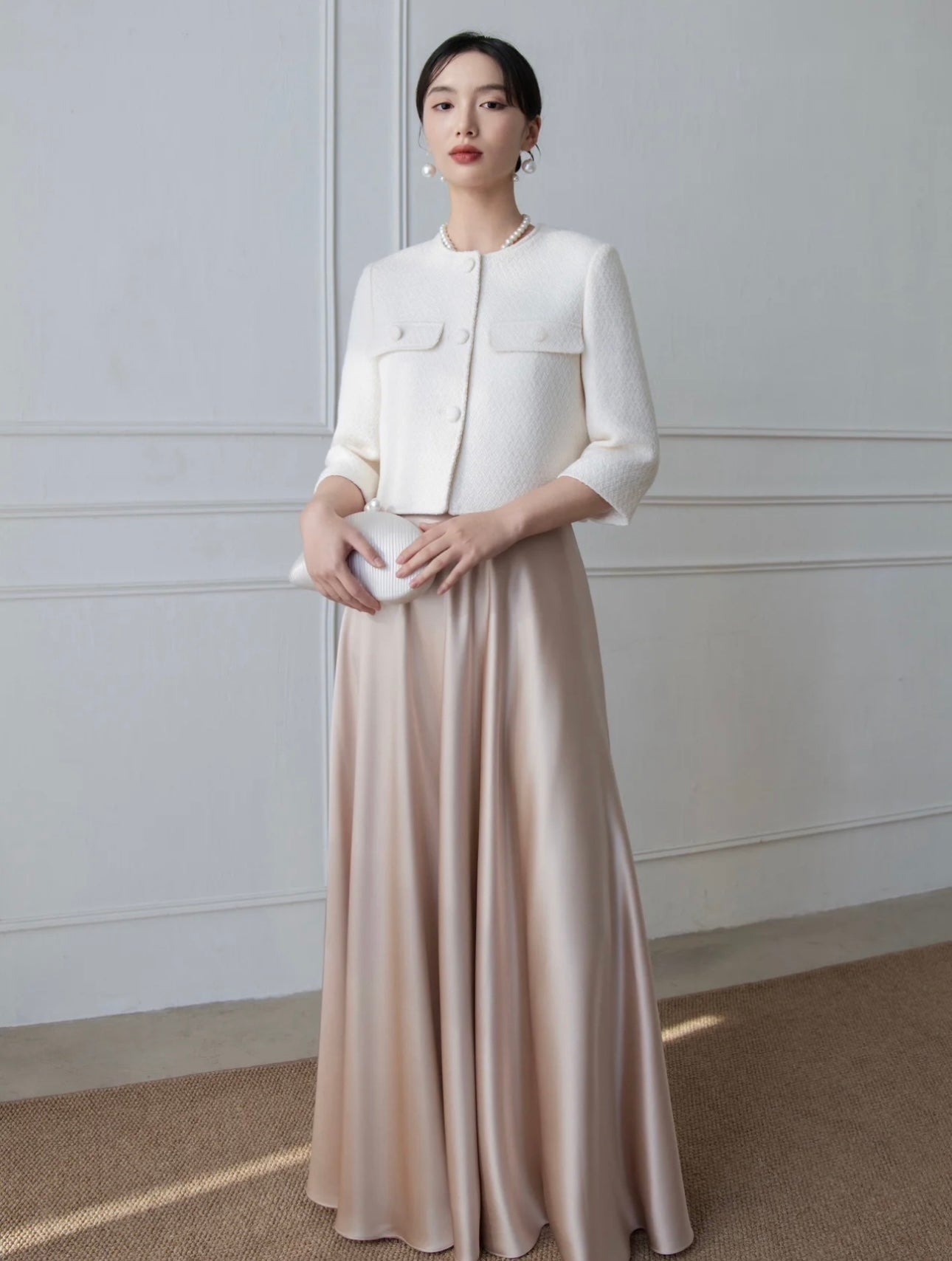 醋酸缎面真丝里料长裙