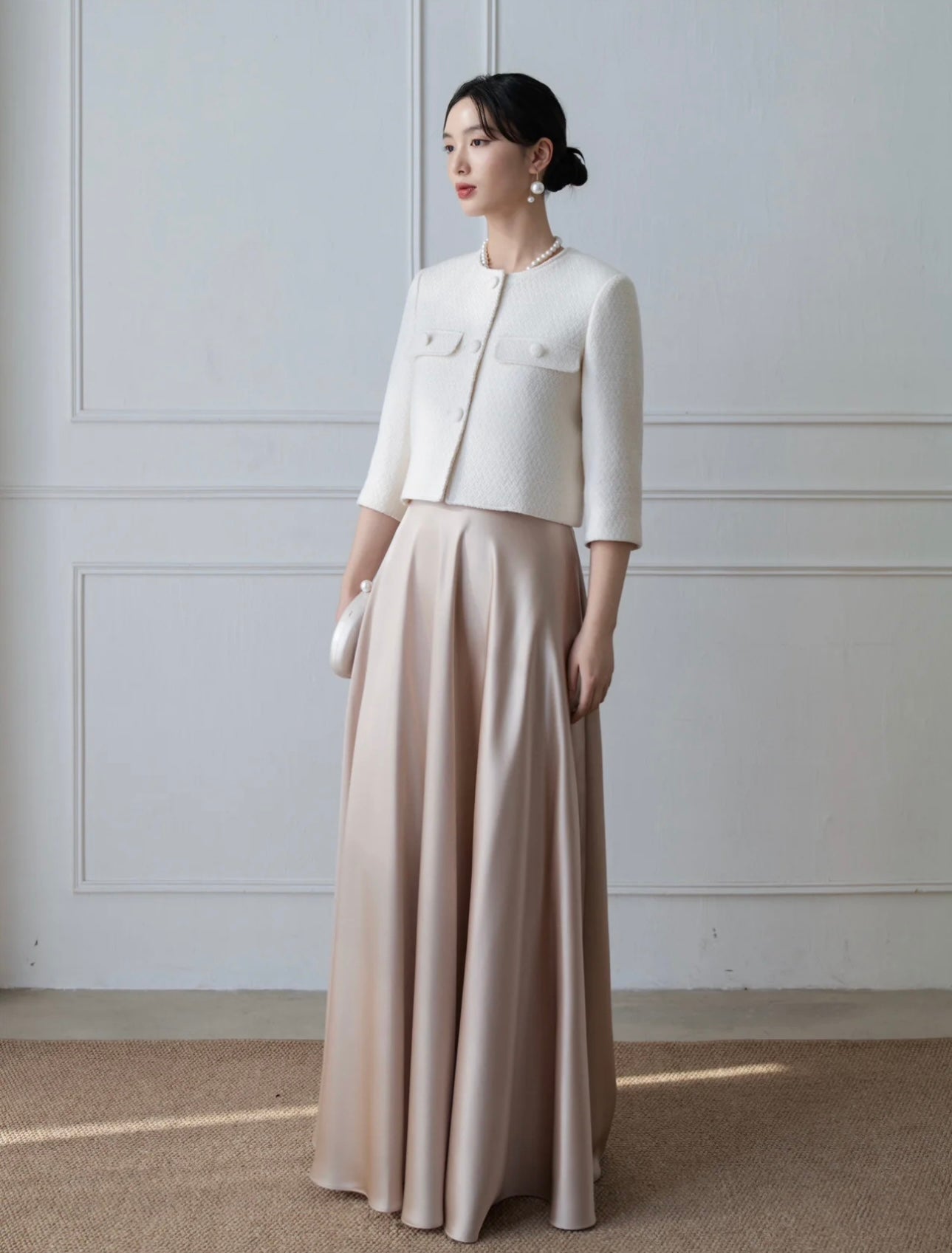 醋酸缎面真丝里料长裙