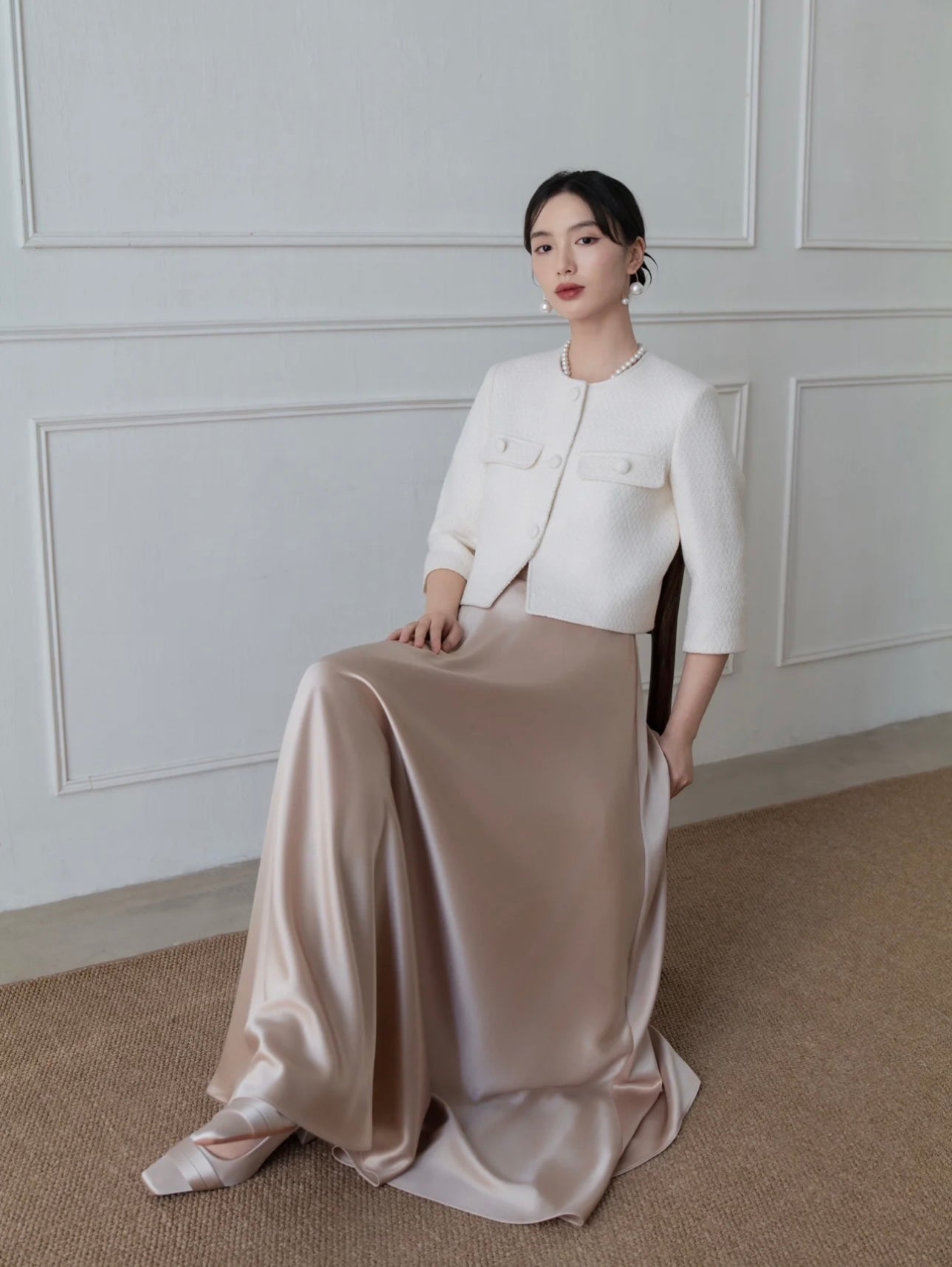 醋酸缎面真丝里料长裙