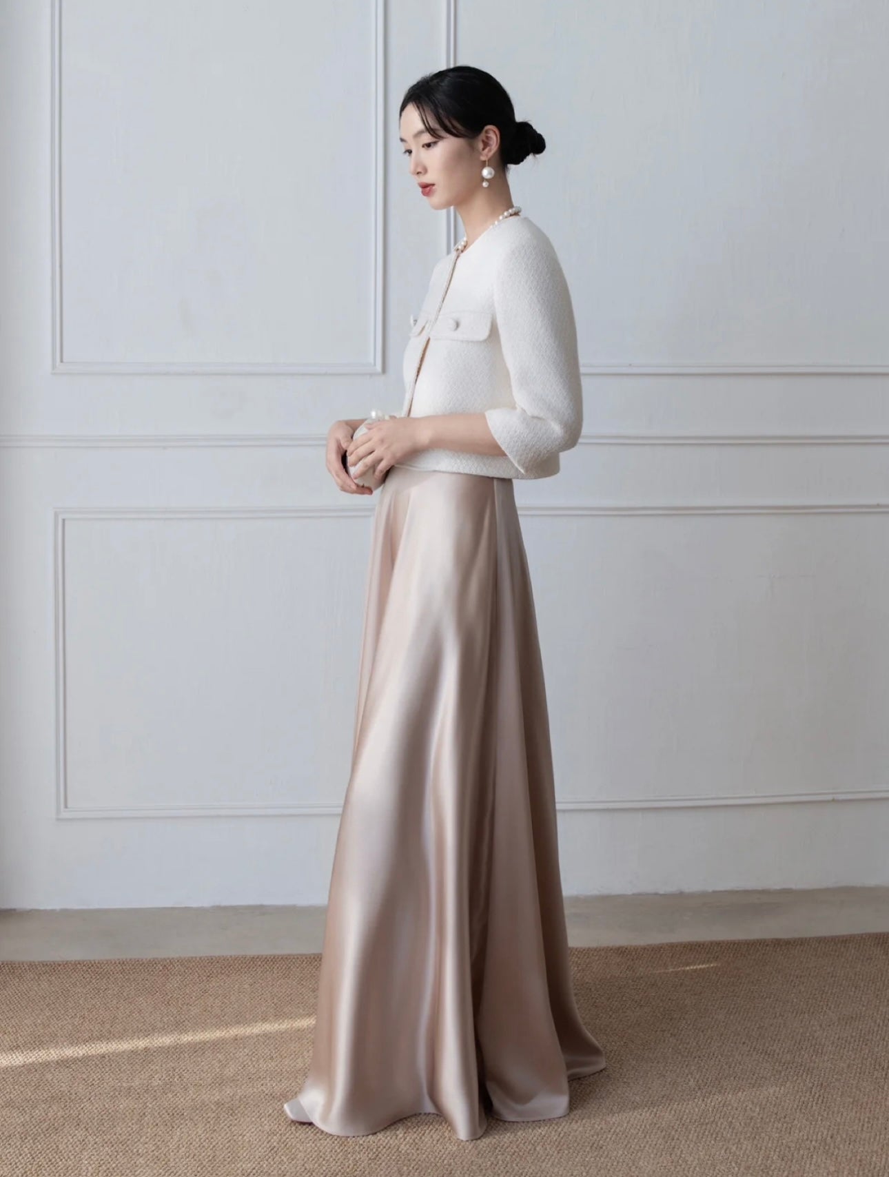 醋酸缎面真丝里料长裙